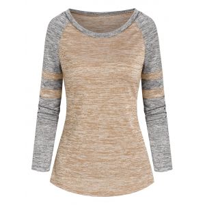 

Space Dye Stripe Raglan Sleeve T-shirt, Tan