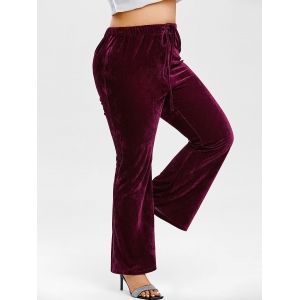 

Plus Size Drawstring Crush Velvet Bootcut Pants, Concord