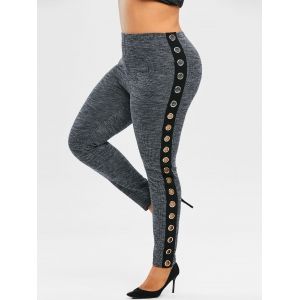 

Plus Size High Rise Heathered Eyelet Pants, Carbon gray