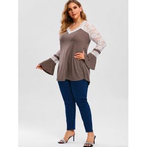 

Plus Size Lace Yoke Jersey Tunic Top, White