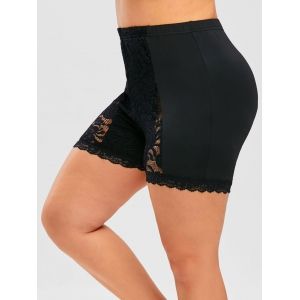 

Plus Size Lace Panel Slip Shorts, Black