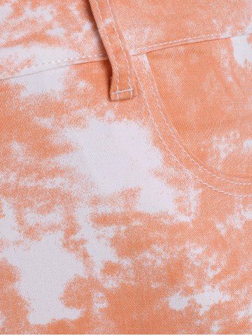 Plus Size Tie Dye Lace-up High Rise Pocket Jeans