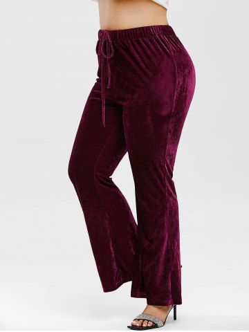 Pantalon Bootcut de Grande Taille à Cordon en Velours