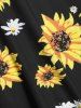 Sunflower Print Mock Button Cami A Line Dress -  