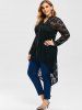 Plus Size Lace High Low Blouse with Long Camisole -  