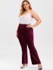 Plus Size Drawstring Crush Velvet Bootcut Pants -  