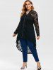 Plus Size Lace High Low Blouse with Long Camisole -  