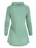 Mock Button Lace Panel Raglan Sleeve T-shirt -  