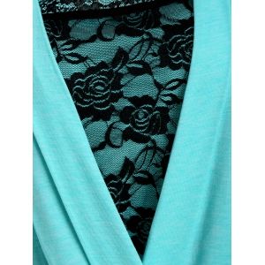 

Lace Panel Button Surplice T Shirt, Medium turquoise