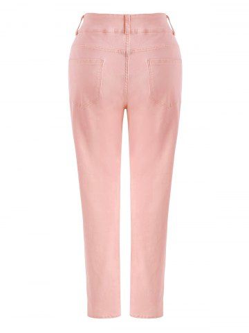 

High Waisted Colored Ripped Plus Size Skinny Jeans, Light pink