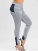 Plus Size Heathered Contrast Lace Gym Leggings -  