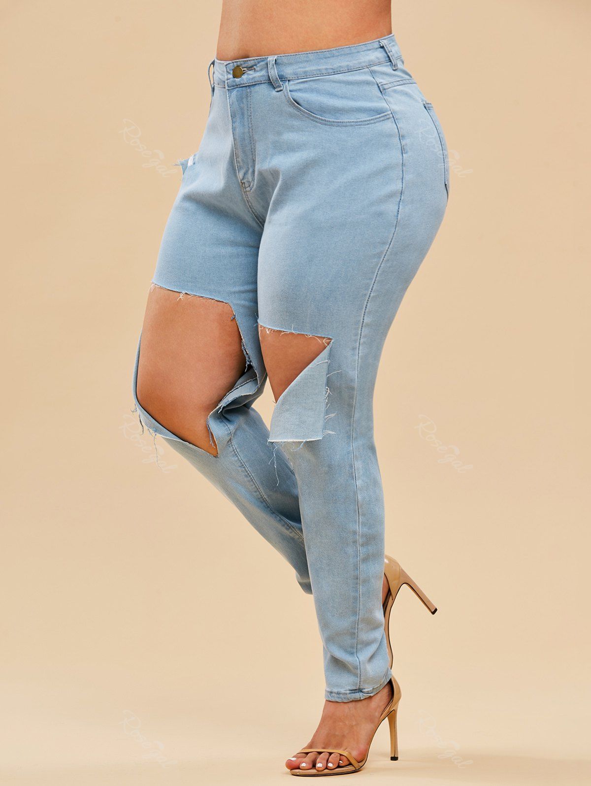 destroyed plus size jeans
