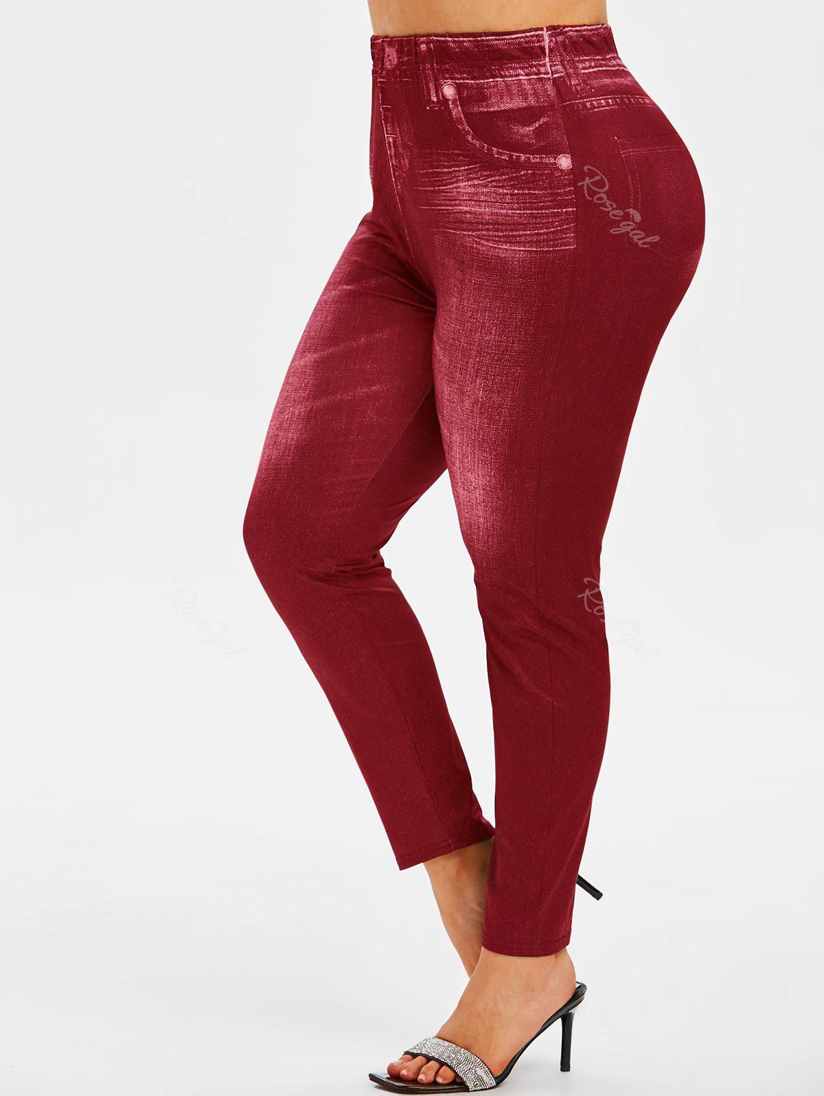 red jeggings plus size