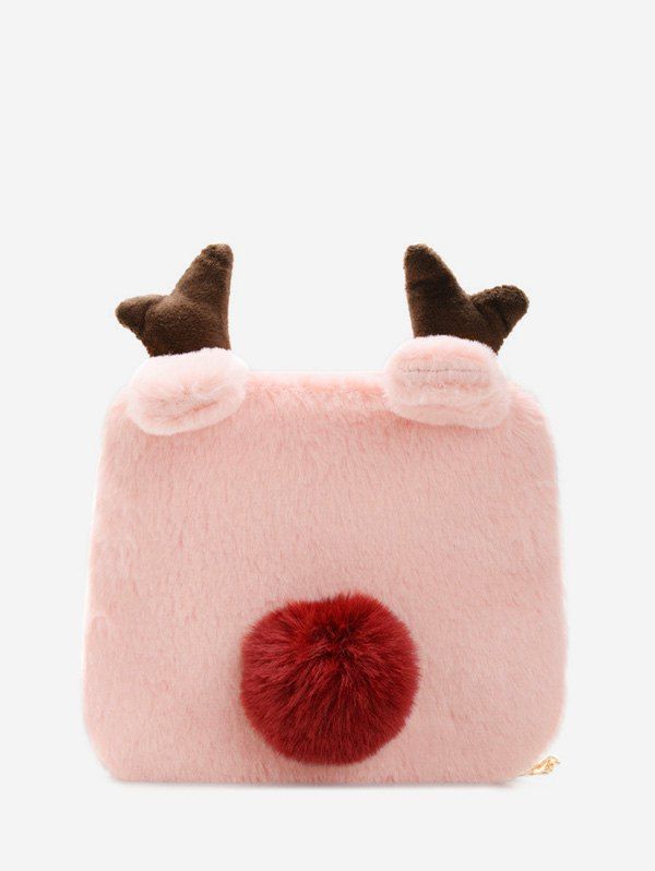 

Winter Square Elk Plush Chain Crossbody Bag, Light pink