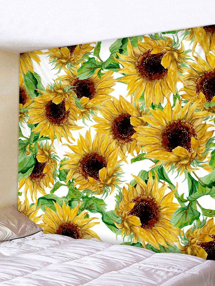 

Sunflower Print Decorative Wall Hanging Tapestry, Golden brown