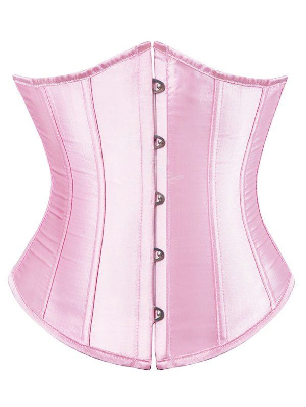 

Lace Up Satin Shapewear Plus Size Corset, Light pink
