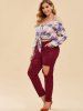 Plus Size High Rise Destroyed Ripped Colored Jeans -  