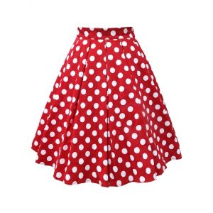 

Plus Size Polka Dot A Line Skirt, Red