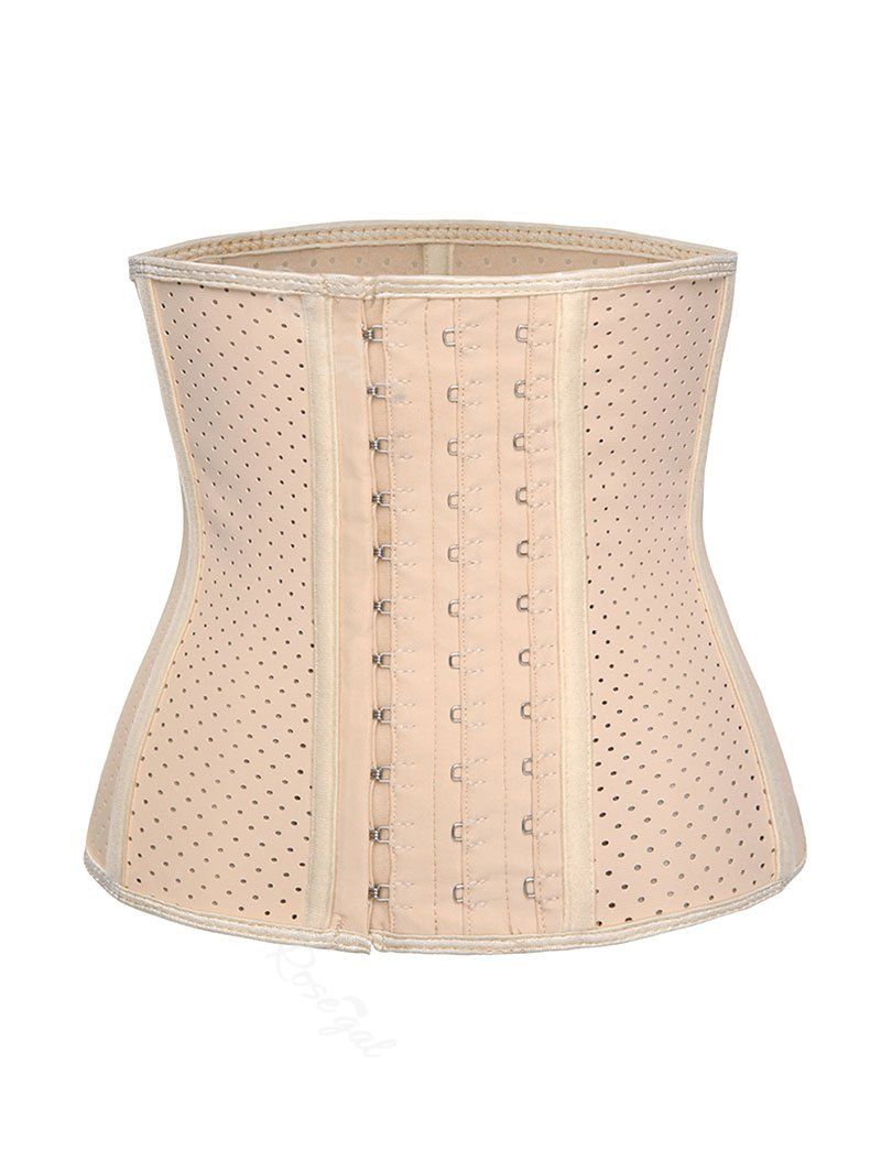 

Piping Breathable Shapewear Rubber Plus Size Corset, Light coffee