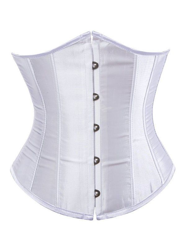 

Lace Up Satin Shapewear Plus Size Corset, White