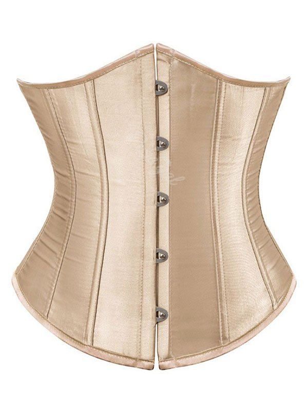 

Lace Up Satin Shapewear Plus Size Corset, Golden