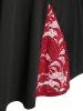 Plus Size Colorblock Floral Lace T Shirt -  