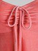 Robe Lingerie Nouée de Grande Taille en Velours avec G-string - Rose L