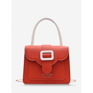 

Colorblock Chain Square Cover Crossbody Bag, Living coral