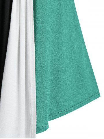 Plus Size Colorblock Plunging Long Sleeve Tunic Tee