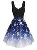 Crossover Sun and Moon Print Dress -  