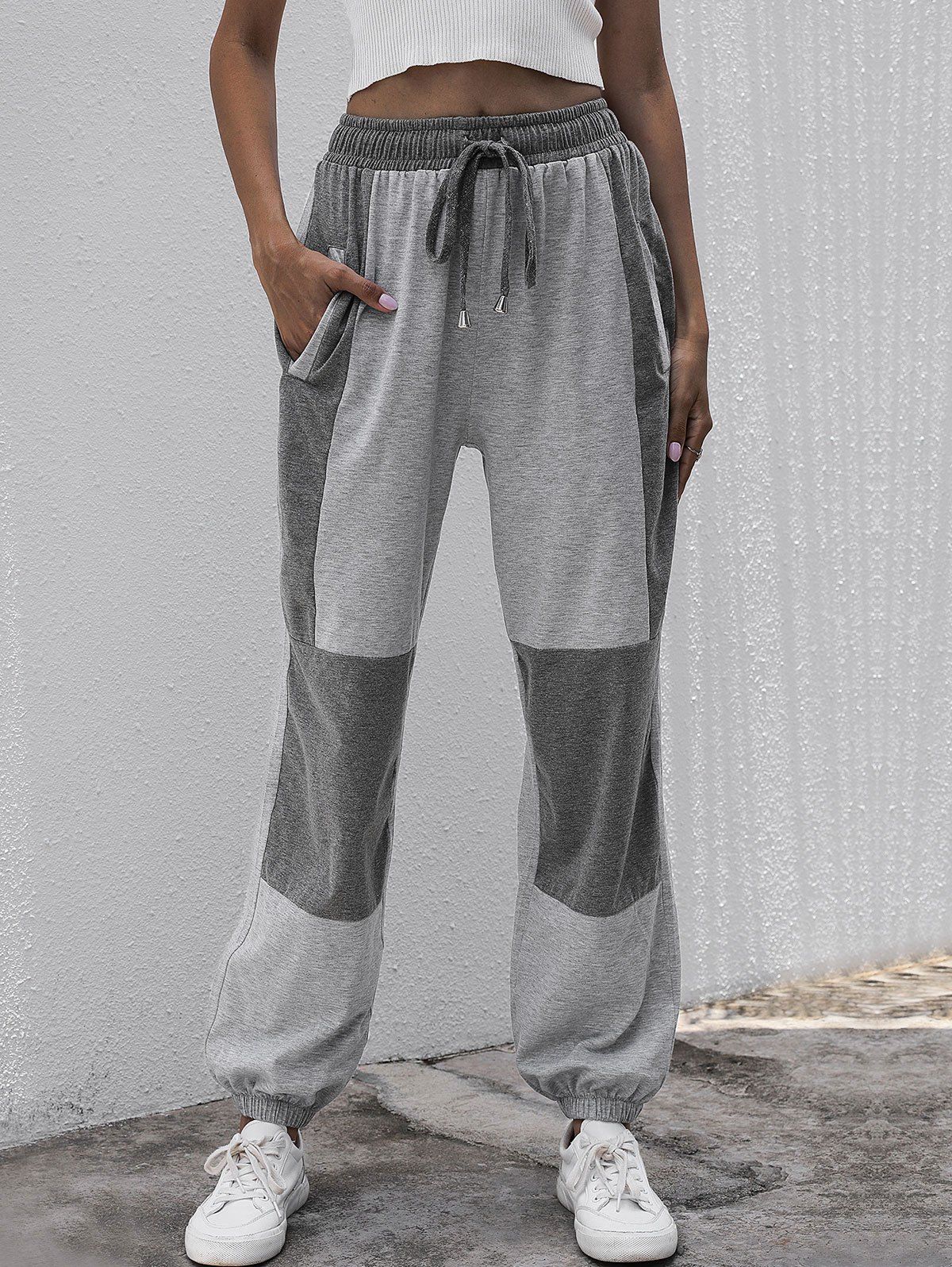 

Drawstring Two Tone Marled Joggers, Light gray