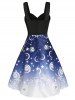 Crossover Sun and Moon Print Dress -  