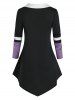 Plus Size Colorblock Plunging Long Sleeve Tunic Tee -  