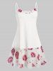 Plus Size Plunging Knitwear with Ruffle Flower Print Cami Dress -  
