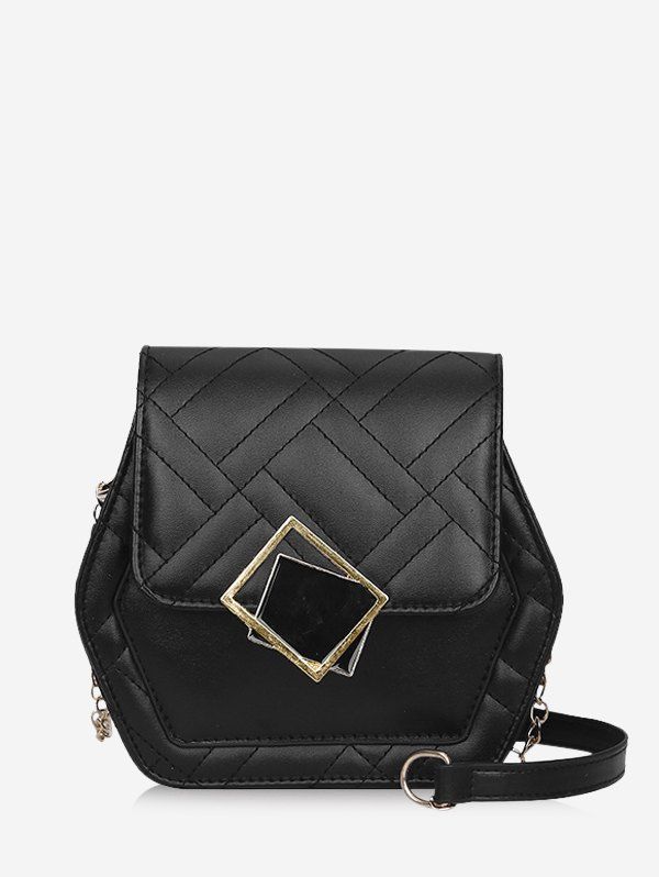 

Geometric Chain Quilted Crossbody Bag, Black