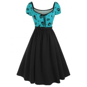 

Halloween Skull Pumpkin Bowknot Dress, Medium turquoise