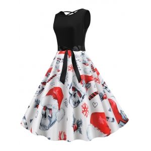 

Skull Print Heart Belted Lattice Halloween Dress, White