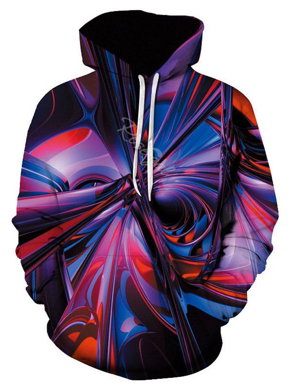 

Colorful Allover Print Kangaroo Pocket Hoodie, Multi