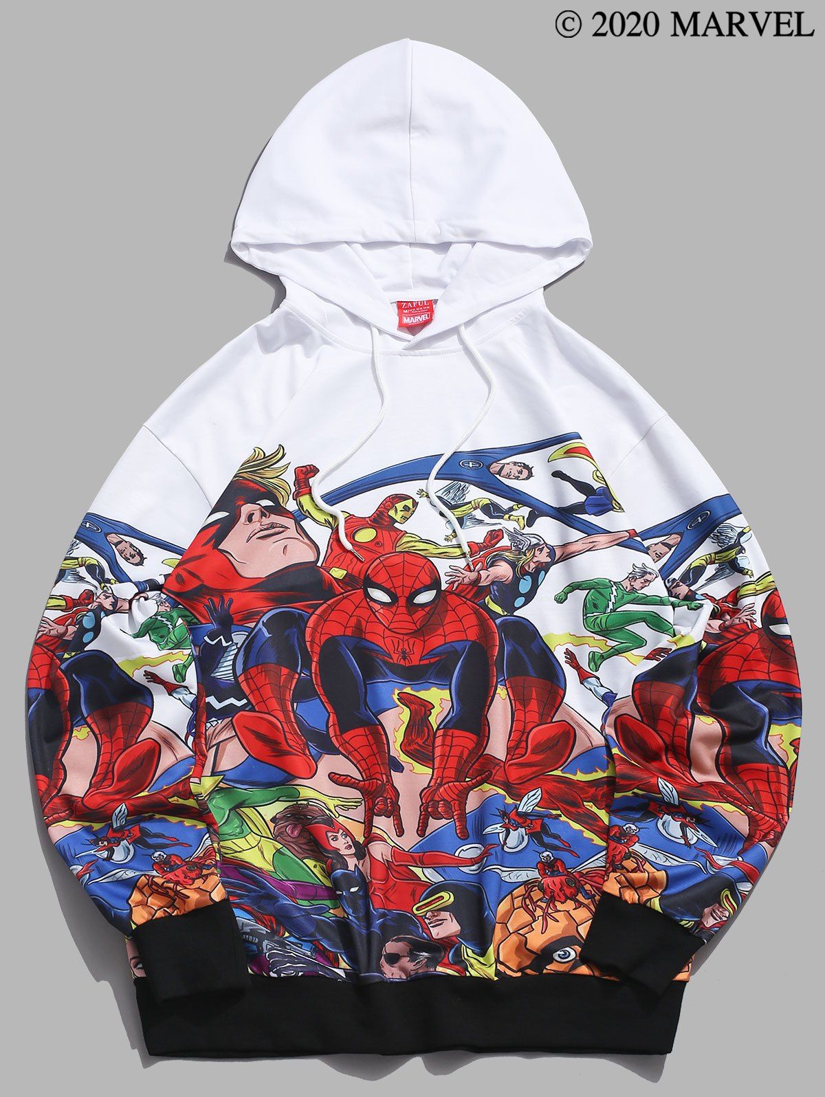 

Marvel Spider-Man Printed Rib-knit Trim Hoodie, White