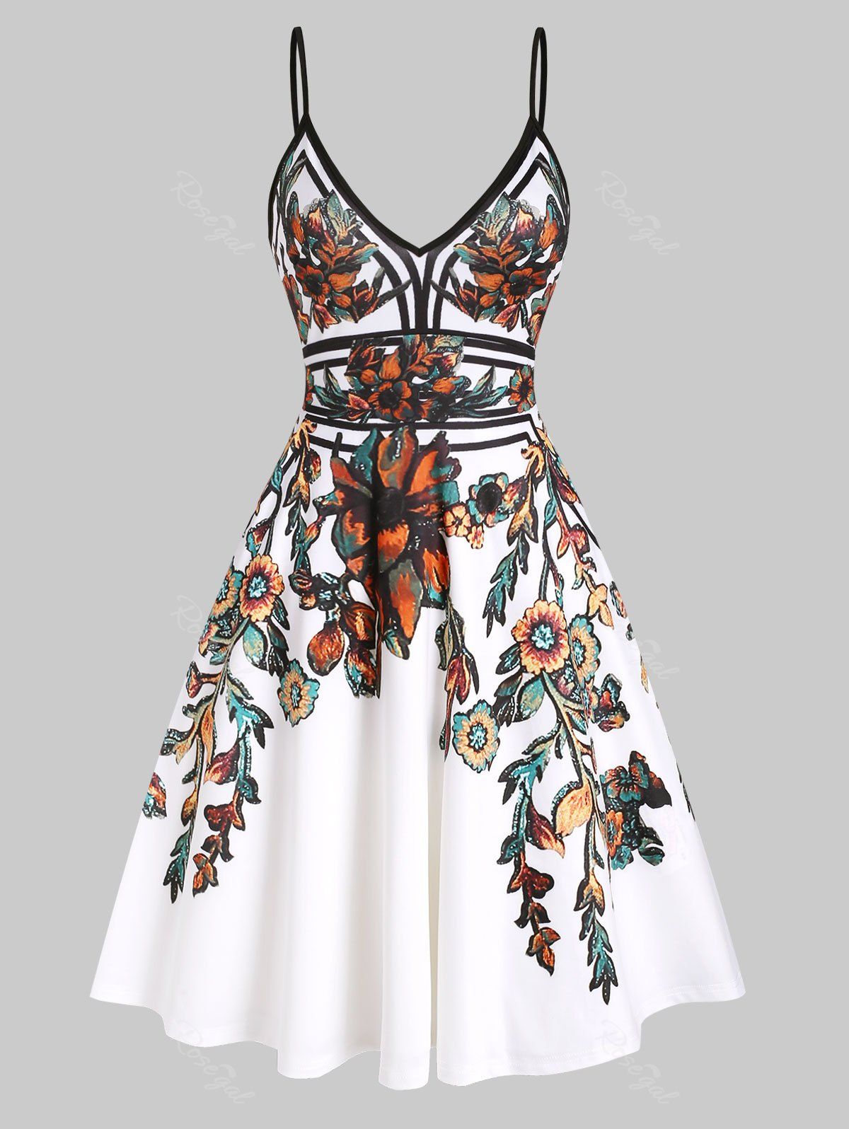 Outfit Flower Leaf Printed Slip Dress  