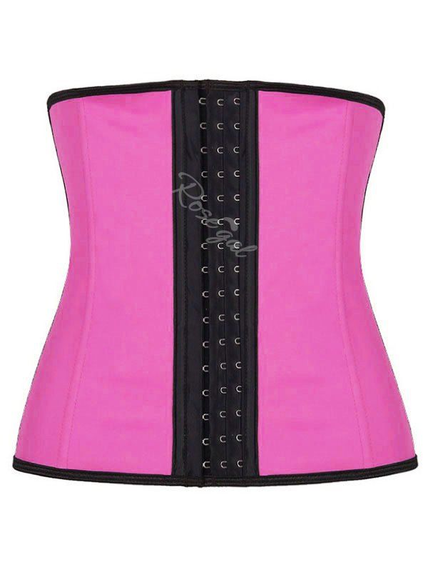 

Shapewear Faux Leather Piping Plus Size Corset, Light pink