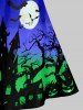 Robe d'Halloween Vintage Imprimée de Grande Taille - Turquoise Foncée L