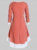 Robe Haute Basse de Grande Taille à Paillettes en Velours - Rouge 1X