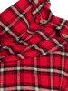 Blouse Tunique à Carreaux à Col Bénitier Grande Taille - Rouge Vineux L