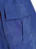 Manteau à Capuche Grande Taille Avec Poche et Cordon de Serrage Zippé à Manches Retroussées - Ardoise bleue L