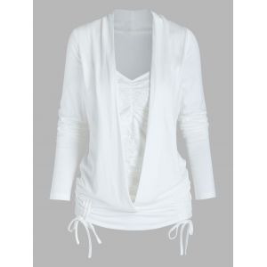 

Lace Insert Faux Twinset Blouson T-shirt, Milk white