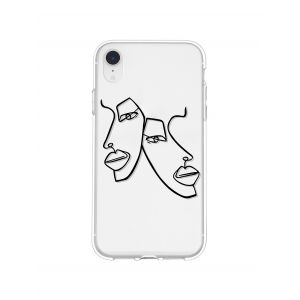 

Abstract Face Pattern Transparent Phone Case For IPhone, Black