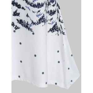 

Plus Size Christmas Snowflake Tree Print Tee, White