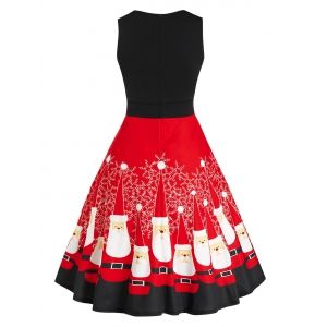 

Christmas Santa Claus Print Ruched Dress, Multi