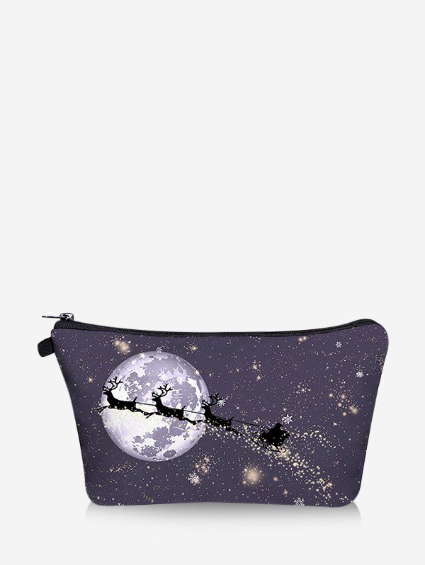 

Christmas Elk Moon Digital Print Storage Makeup Bag, Midnight blue